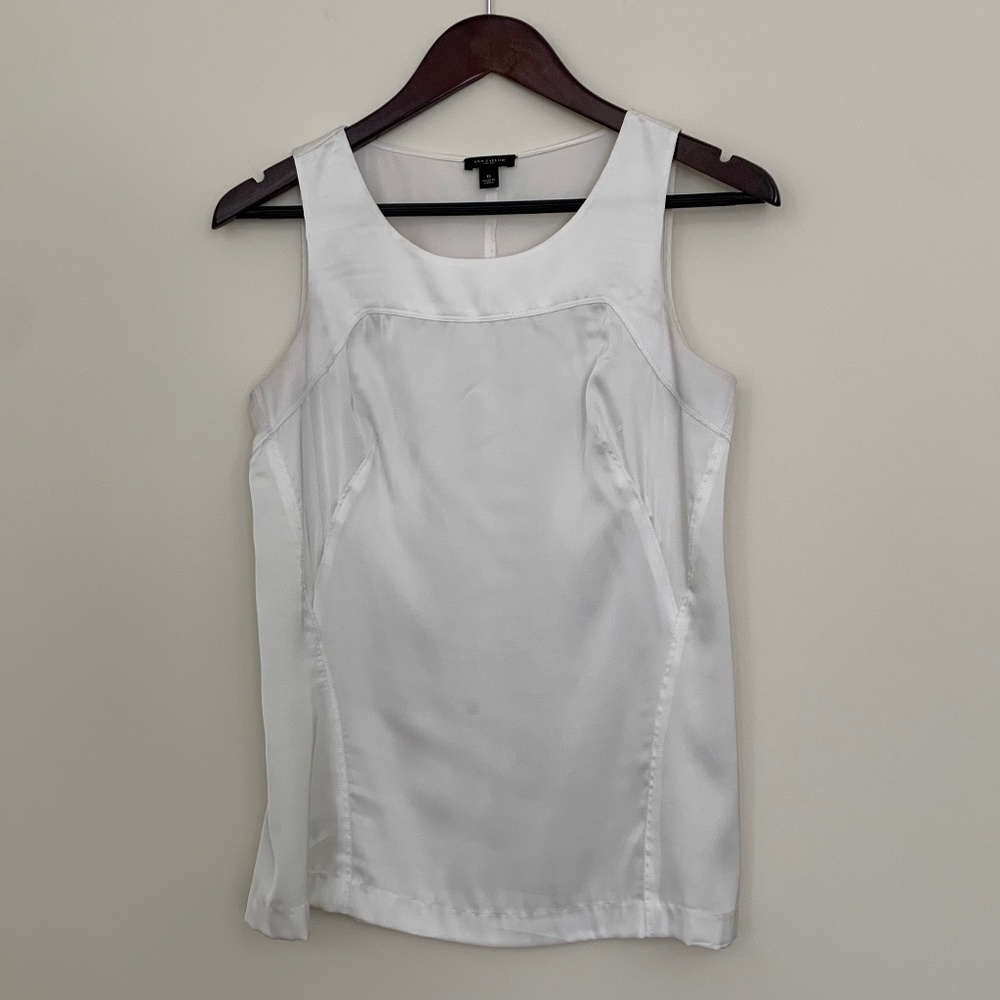 Ann Taylor Sz 0 White Silky Camisole/Tank/Top